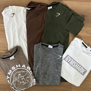 Gymshark Short Sleeve Tees - White, Brown, Green, Gray